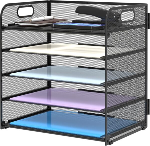 Supeasy 5 Trays Paper Organizer with Handle